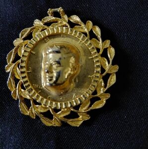 JFK 1974 Gold 3 Dementional Medallion Pendant